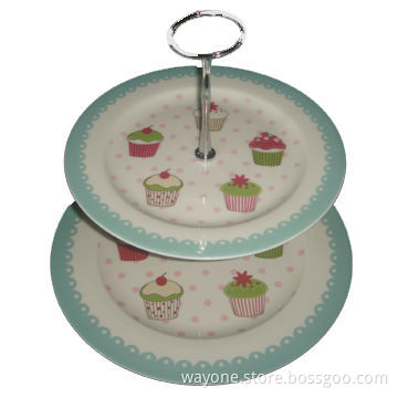 2-tier Cake Stand, Made of Fine Porcelain/China, Ideal for Afternoon Tea Time/Cupcake Collection